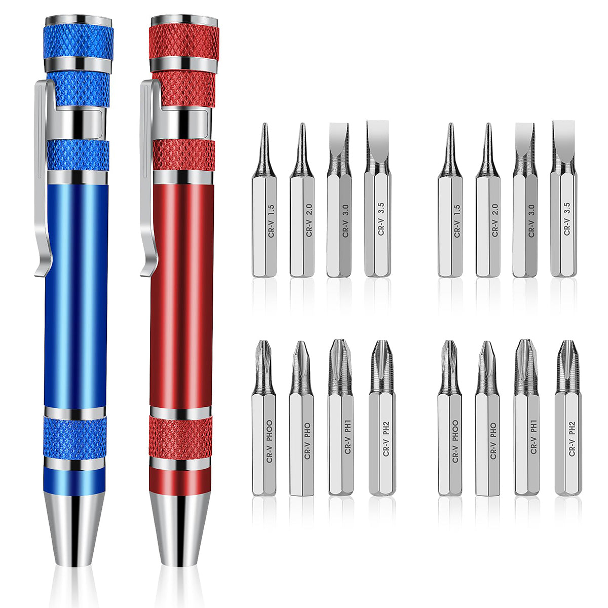 Serplex 2pcs Precision Screwdriver Tool Pens with 8pcs Screwdriver Bits Heavy Duty Aluminum Alloy Screwdriver Tool with Intergrated Bit Storage Bin Portable Pocket Screwdriver Pen with Clip Serplex 2pcs Precision Screwdriver Tool Pens with 8pcs Screwdriver Bits Heavy Duty Aluminum Alloy Screwdriver Tool with Intergrated Bit Storage Bin Portable Pocket Screwdriver Pen with Clip